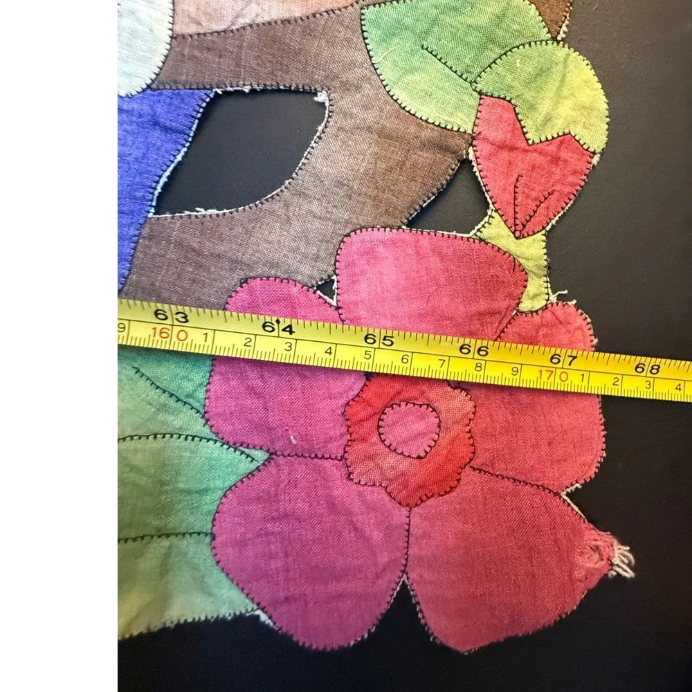 Vintage Mola Style Applique Parrot Table Runner Tropical Floral‎ Hand Stitched